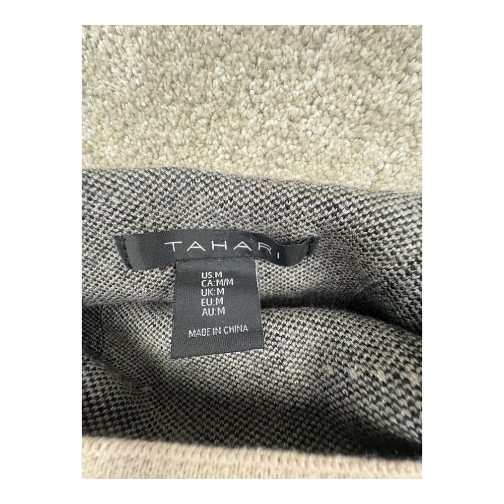 Tahari Mock Neck Checkered Sweater Beige Gray Red Women's‎ Medium - Picture 4 of 8